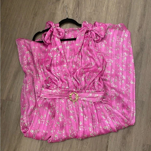 Sabina Musayev Terranova/Kimber Floral Chiffon Midi Dress - Large, Fuchsia/Pink - Picture 2 of 15